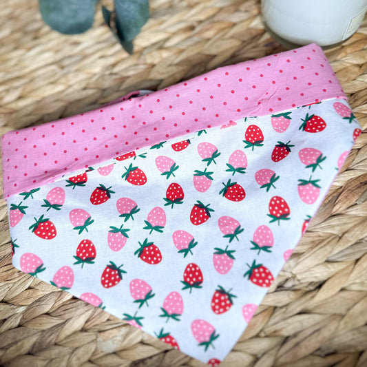 Strawberry Cake Reversible Dog Bandana